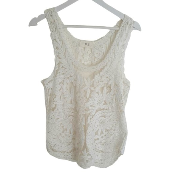 Julie White Embroidered  Sleeveless Top Size S/M - Picture 1 of 15
